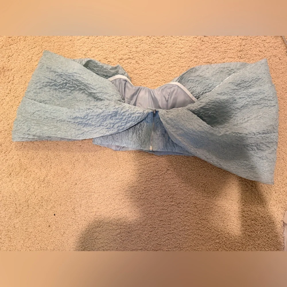 ASOS Mint Textured Off-Shoulder Bow Crop Top - Picture 7 of 7